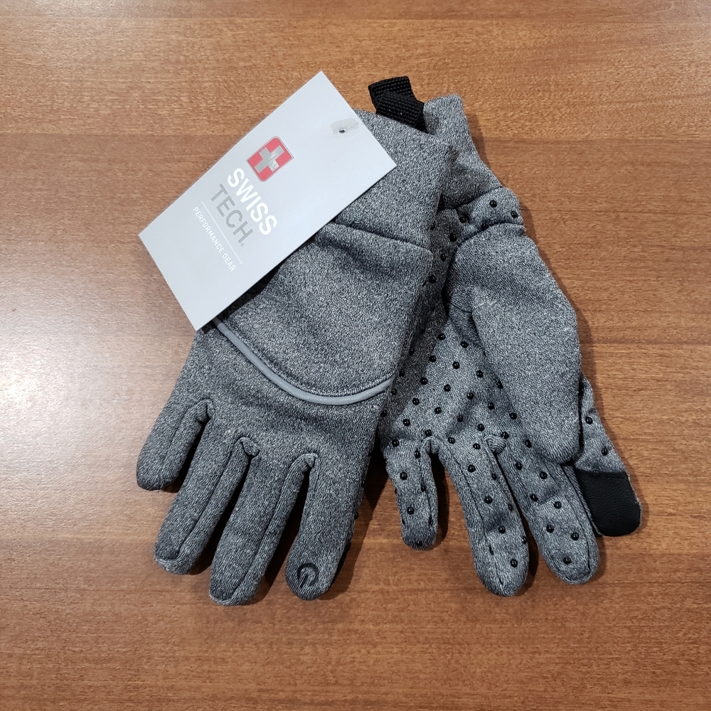 NWT Swiss Tech Boys Lightweight Performance Gray Gloves (Tech Friendly)